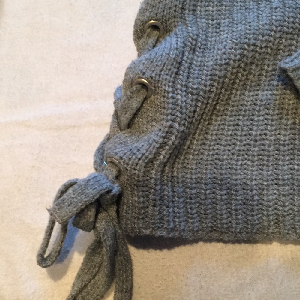 Cloud Chaser XS gray grey solid sweater with side ties -EUC - Picture 4 of 8
